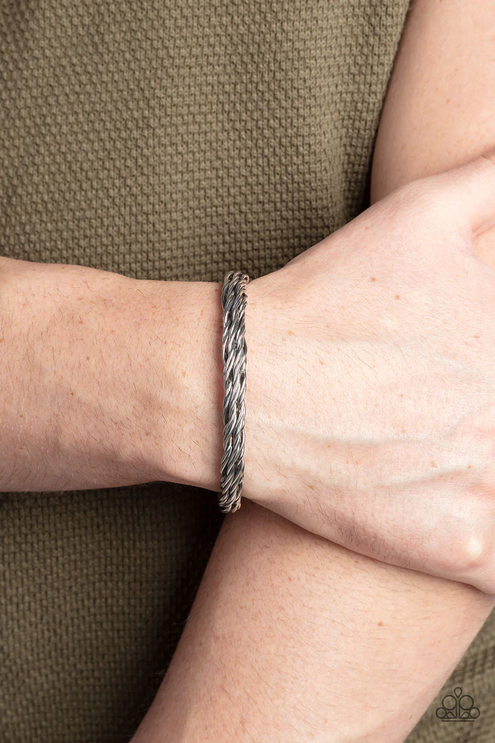 Paparazzi Accessories Rally Tiger - Silver Antiqued silver wires twist and coil into a single cuff around the wrist, resulting in a gritty edge. Jewelry