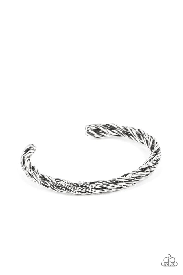 Paparazzi Accessories Rally Tiger - Silver Antiqued silver wires twist and coil into a single cuff around the wrist, resulting in a gritty edge. Jewelry