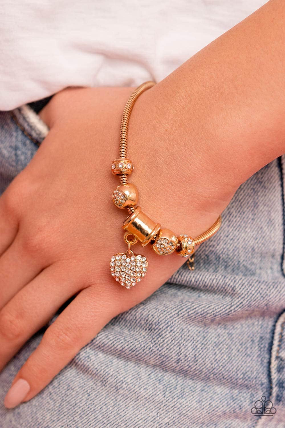 Paparazzi Accessories Suitor Sequence - Gold Selfie September 2023 Exclusive Jewelry