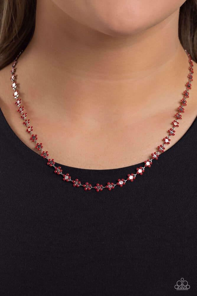 Paparazzi Accessories Floral Catwalk - Red Fashion Fix Exclusive August Stylist Picks Jewelry