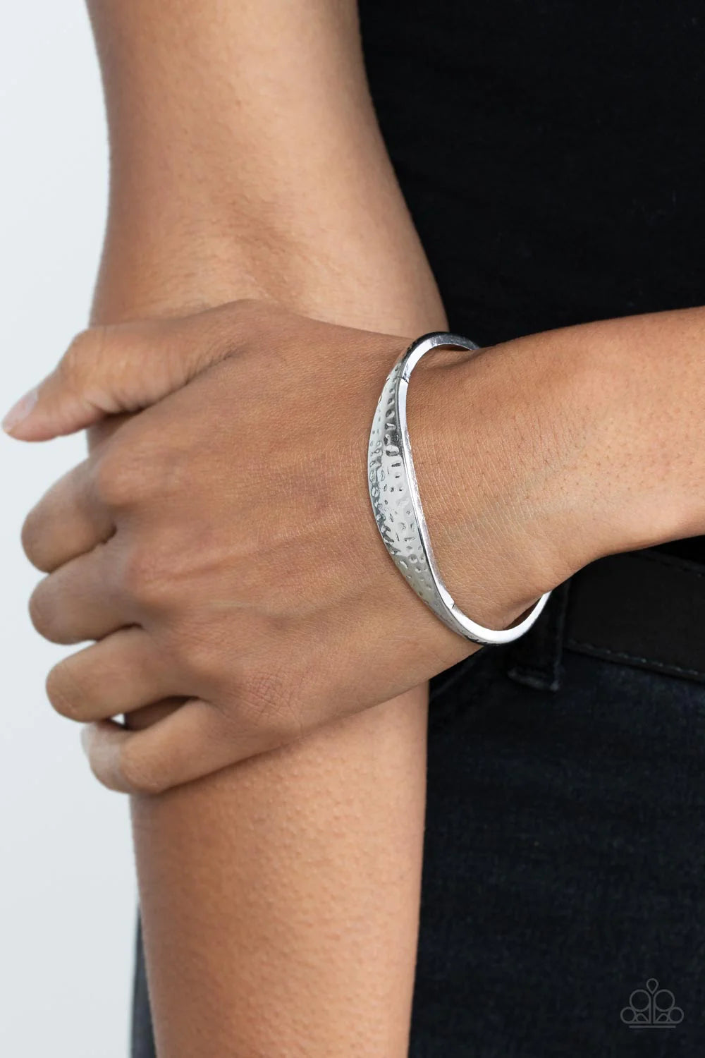 Paparazzi Accessories Ancient Accolade - Silver The center of a dainty silver cuff is flattened and hammered in antiqued details, creating a chic rustic centerpiece around the wrist. Sold as one individual bracelet. Jewelry