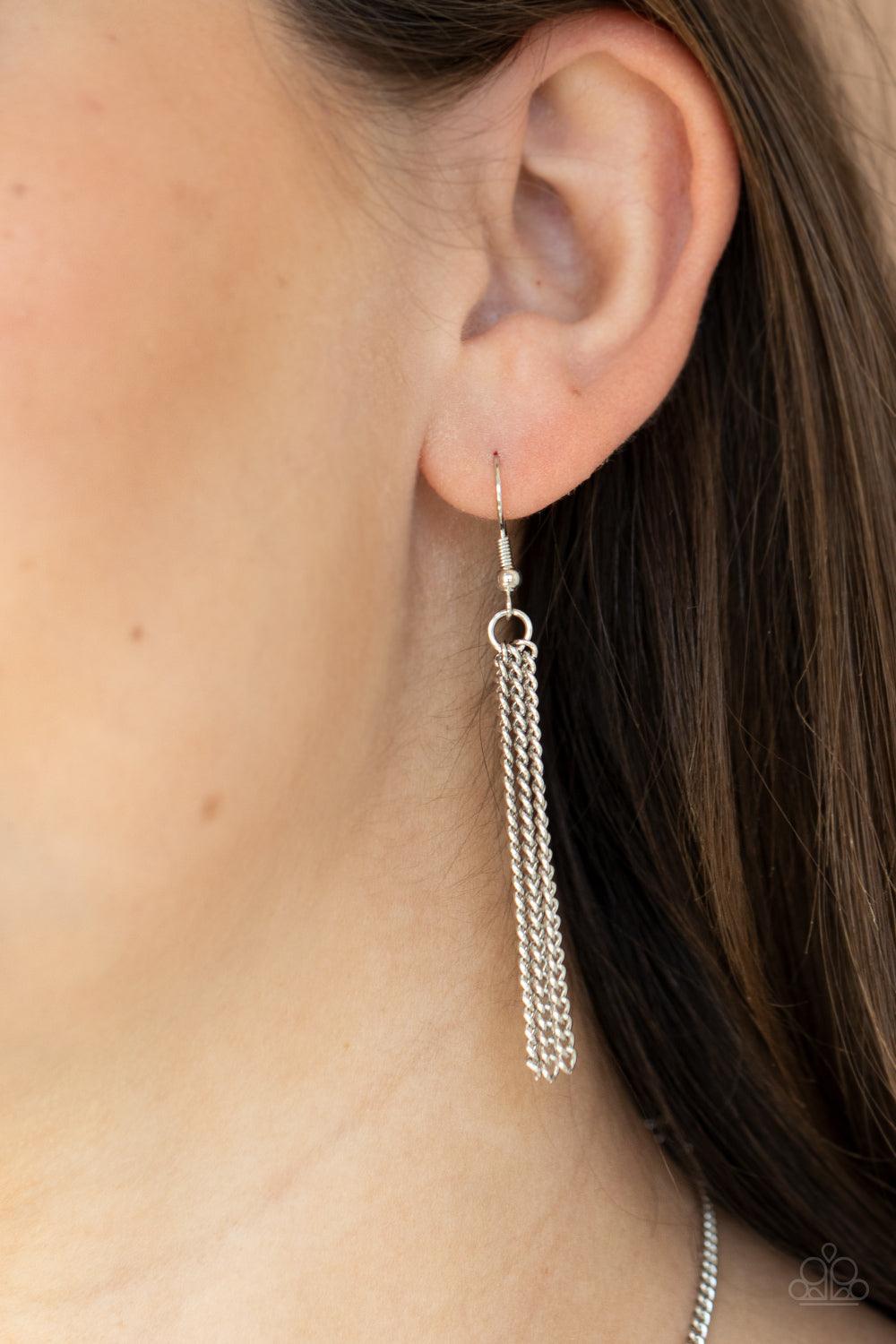 Paparazzi Accessories Totally Tasseled - Pink A knotted tassel gradually fades from Rose Tan to brown at the bottom of a lengthened silver chain, creating a colorful pendant. Features an adjustable clasp closure. Sold as one individual necklace. Includes