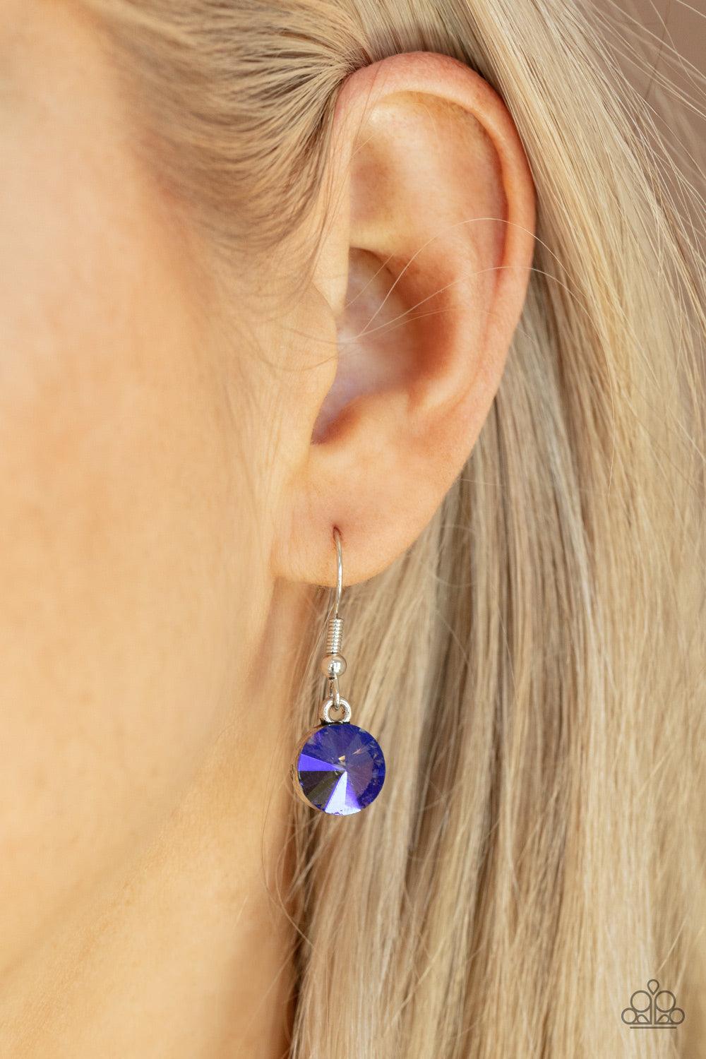 Paparazzi Accessories Futuristic Fashionista - Blue Mismatched French Blue gems adorn the front of hammered silver plates that abstractly connect below the collar, creating an out-of-this-world statement piece. Features an adjustable clasp closure. Sold a