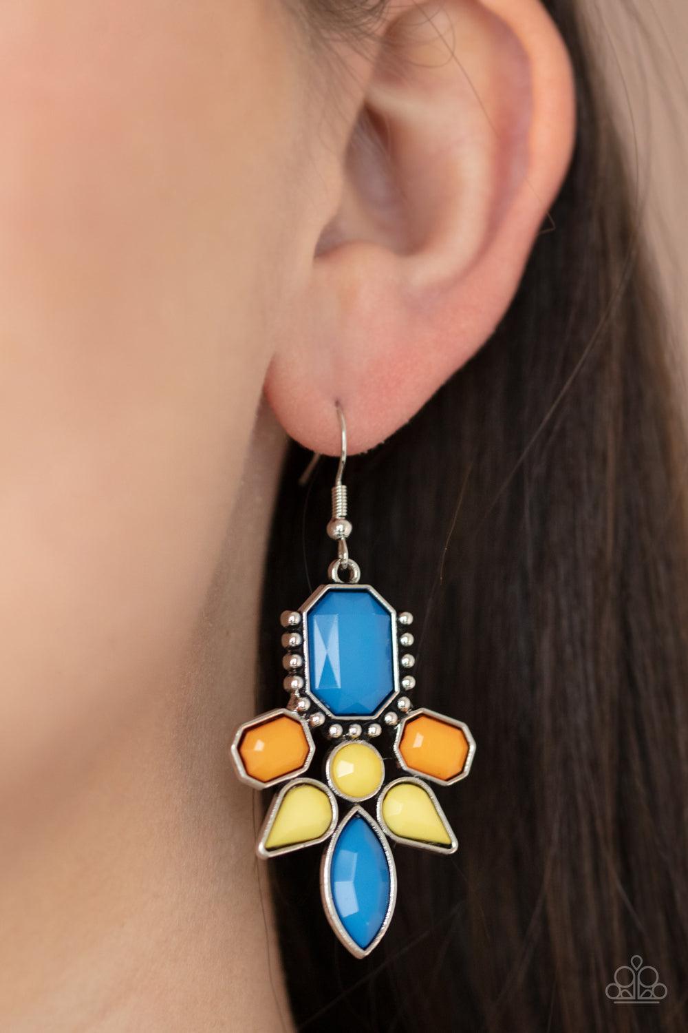 Paparazzi Accessories Vacay Vixen - Multi Featuring regal emerald, classic round, and tranquil teardrop shapes, a faceted collection of French Blue, Marigold, and Illuminating beads coalesce into a vibrant frame. Earring attaches to a standard fishhook fi