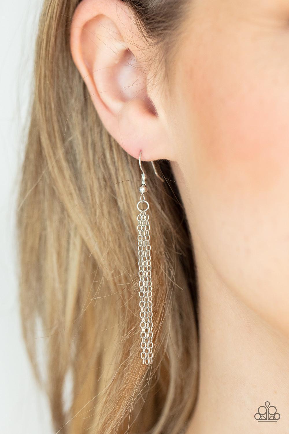 Paparazzi Accessories Romantic Rendezvous - Yellow A glassy yellow teardrop gem encased in a silver frame dips elegantly below the collar. Small round yellow gems accent the silver chain for a delicate and dreamy display. Features an adjustable clasp clos