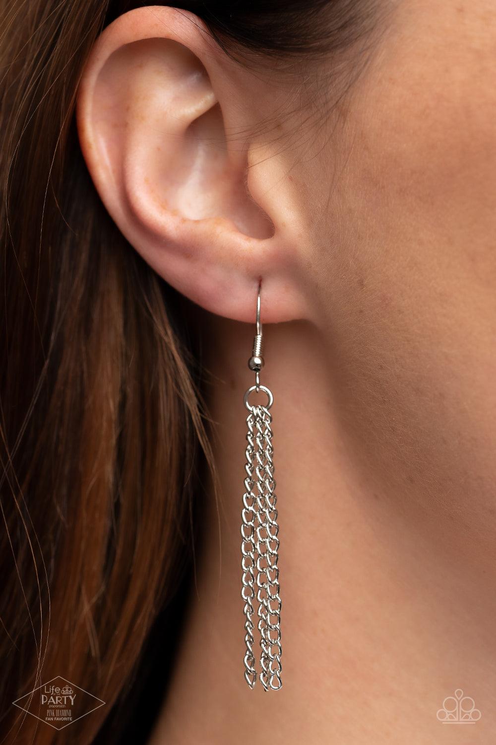 Paparazzi Accessories The Social Butterfly Effect - Multi Featuring a UV effect, dramatically faceted iridescent gems adorn the wings of a silver butterfly, creating an ethereal pendant at the bottom of a lengthened silver chain. Features an adjustable cl