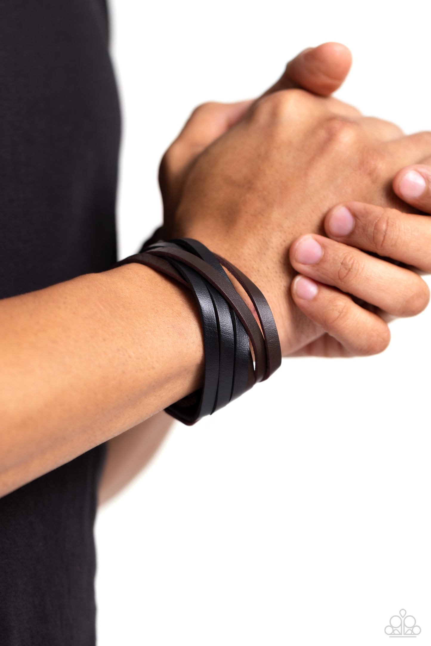 Paparazzi Accessories Not SEW Fast - Multi Sewn together with zigzagging brown stitches, brown and black leather bands interweave across the wrist for an edgy layered look. Features an adjustable snap closure. Sold as one individual bracelet. Jewelry