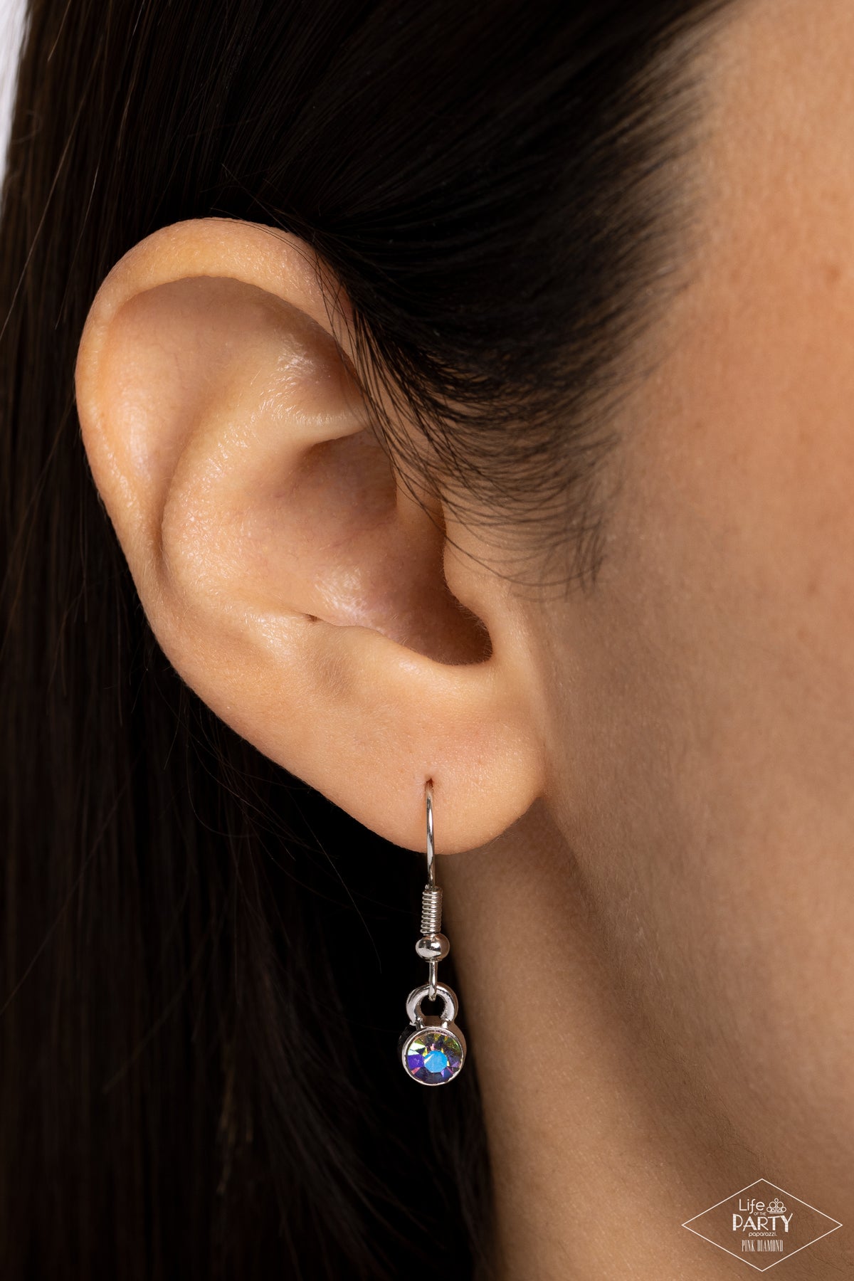 Paparazzi Accessories Top Dollar Diva - Multi Nestled inside classic silver prongs, two oversized rhinestones, featuring a UV shimmer, slide along a dainty silver snake chain, creating a dramatic pendant below the collar. Features an adjustable clasp clos