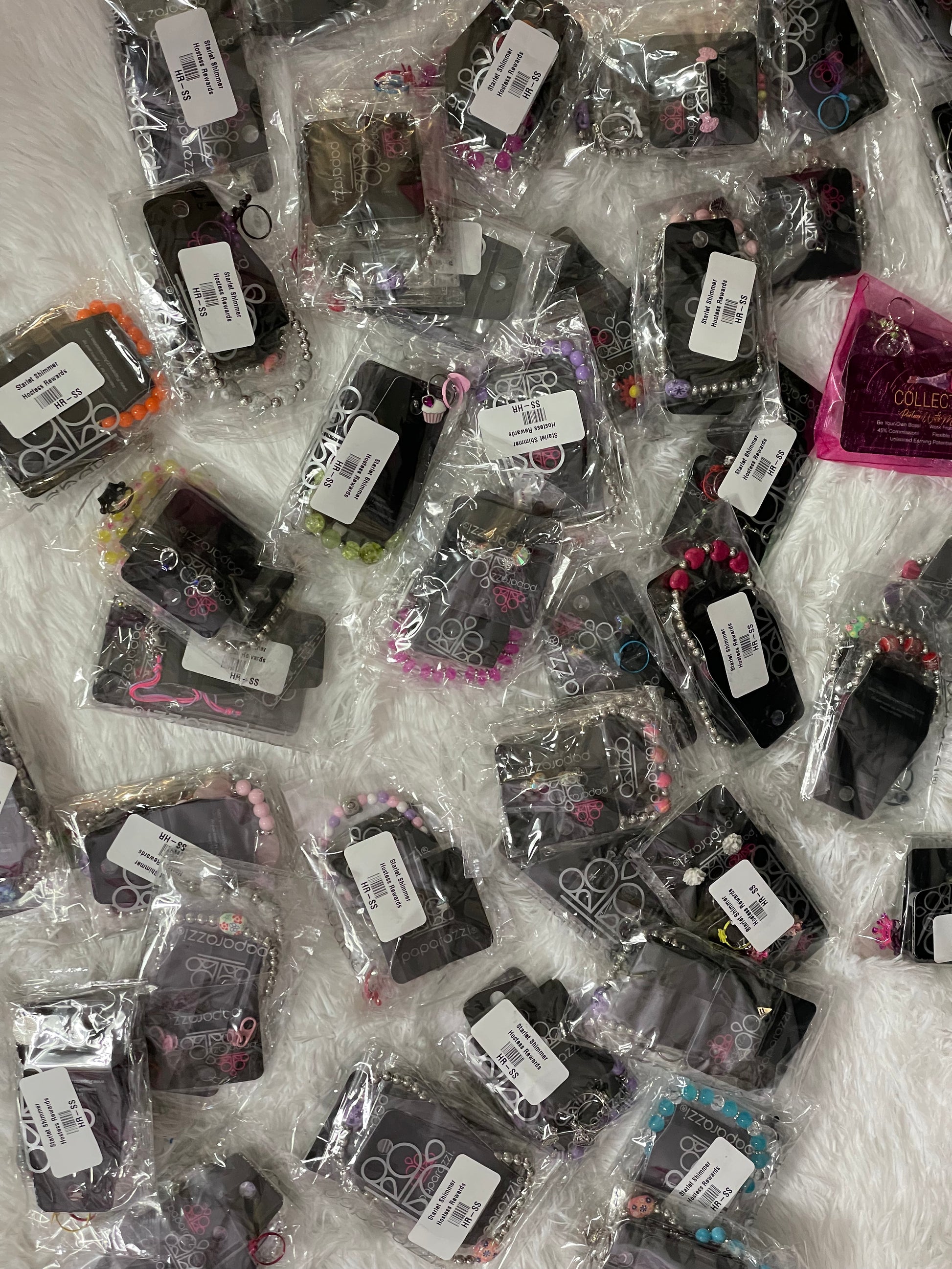 Paparazzi Accessories Starlet Shimmer: Random 5 Pack 5 Pieces of Random Junior $1 accessories Pack contains five (5) different Starlet Shimmer accessories. You will receive a mix of bracelets, rings, and earrings; the pieces you receive may not be picture