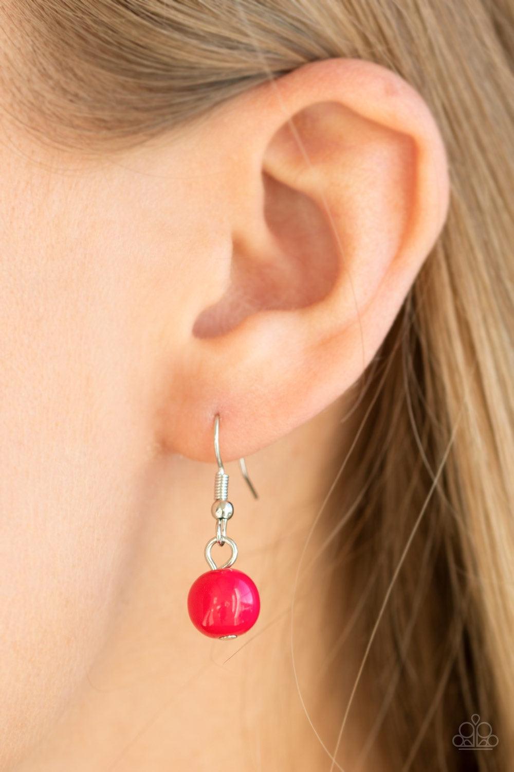 Paparazzi Accessories Daytime Drama - Pink Gradually increasing in size near the center, a collection of pink, silver, and cloudy beads join below the collar in a statement making fashion. Features an adjustable clasp closure. Jewelry