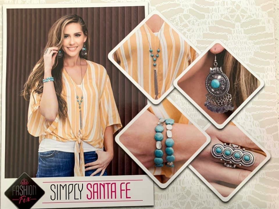 Paparazzi Accessories Simply Santa Fe: FF May 2020 Earthy, desert-inspired designs are what the Simply Santa Fe collection is all about. Natural stones, indigenous patterns, and vibrant colors of the Southwest are sprinkled throughout this trendy collecti