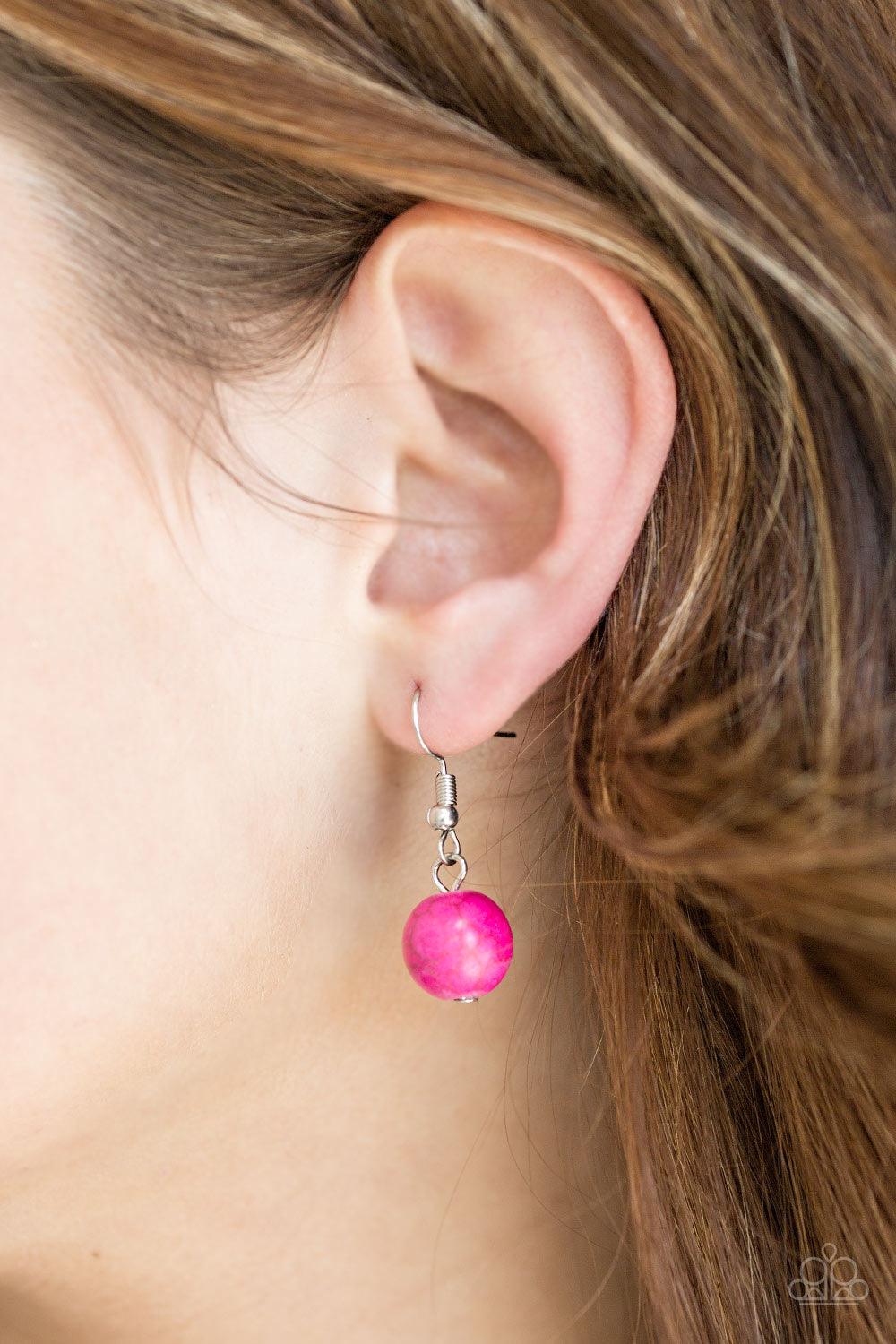 Paparazzi Accessories Second Nature - Pink Etched in shimmery textures, a chunky silver chain gives way to a collection of vivacious pink stones and hammered silver accents. Each featuring patterns derived from nature, the glistening discs join into a lay