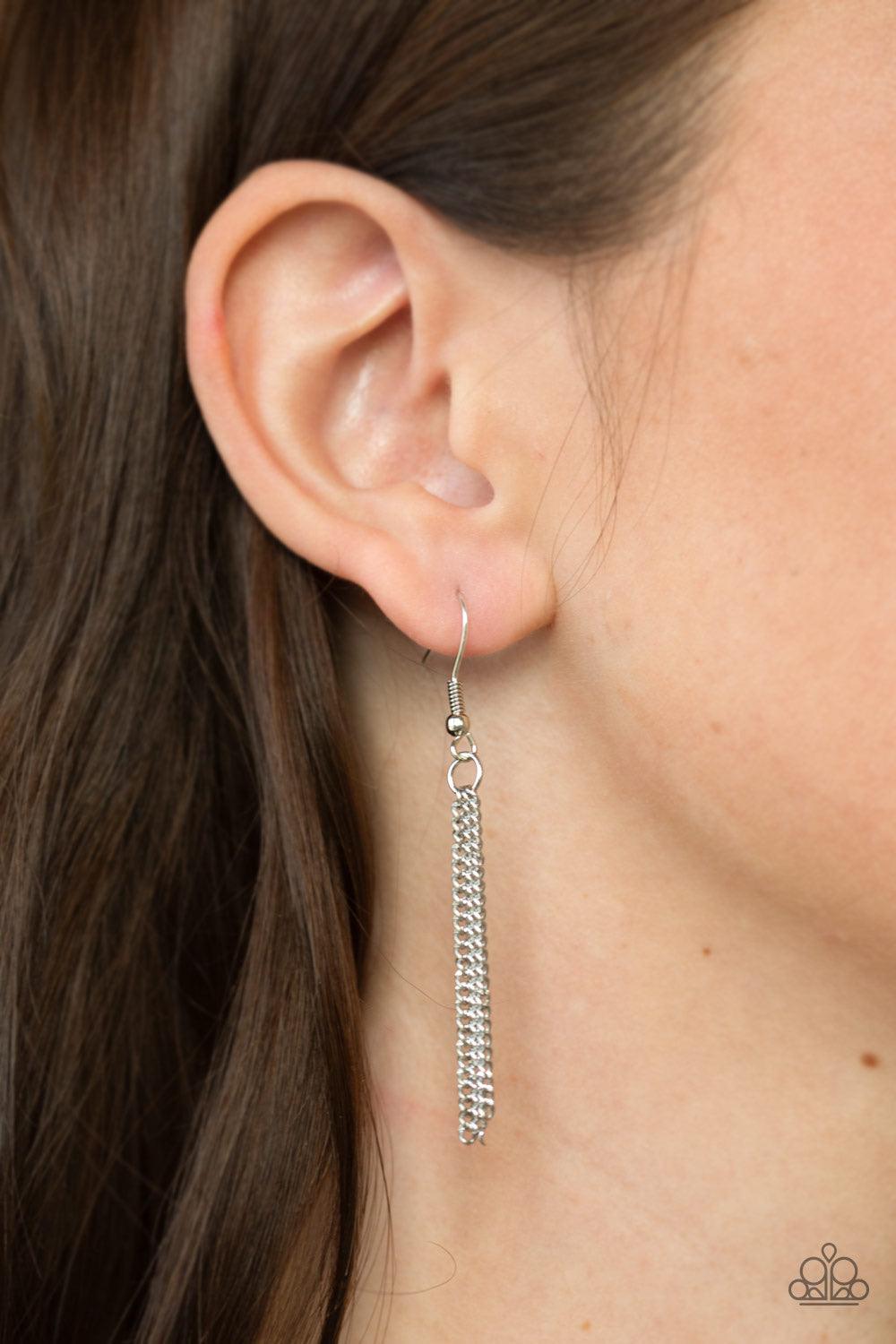 Paparazzi Accessories CEO Of Chic - Blue Three flat turquoise stones are pressed into sleek silver frames and layered below the collar for a chic finish. Features an adjustable clasp closure. Sold as one individual necklace. Includes one pair of matching