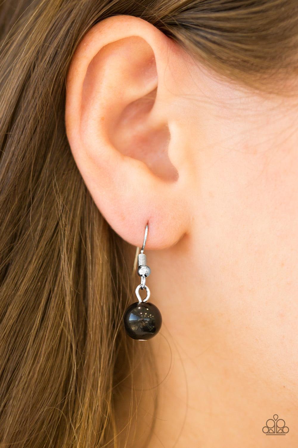 Paparazzi Accessories Jurassic Park Party - Black Earthy black stone beads swing from the bottom of a netted silver chain, creating a bold artisanal fringe below the collar. Features an adjustable clasp closure. Sold as one individual necklace. Includes o
