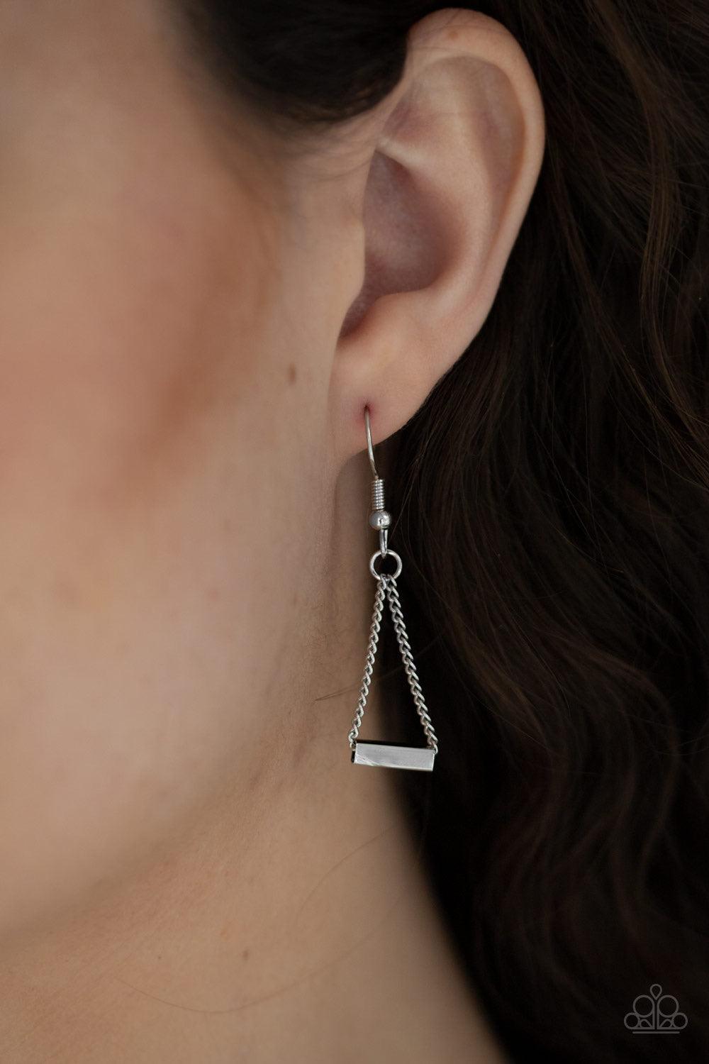 Paparazzi Accessories A Pipe Dream - Silver A collection of square rods slide along two dainty silver chains below the collar, creating edgy metallic layers. Features an adjustable clasp closure. Jewelry