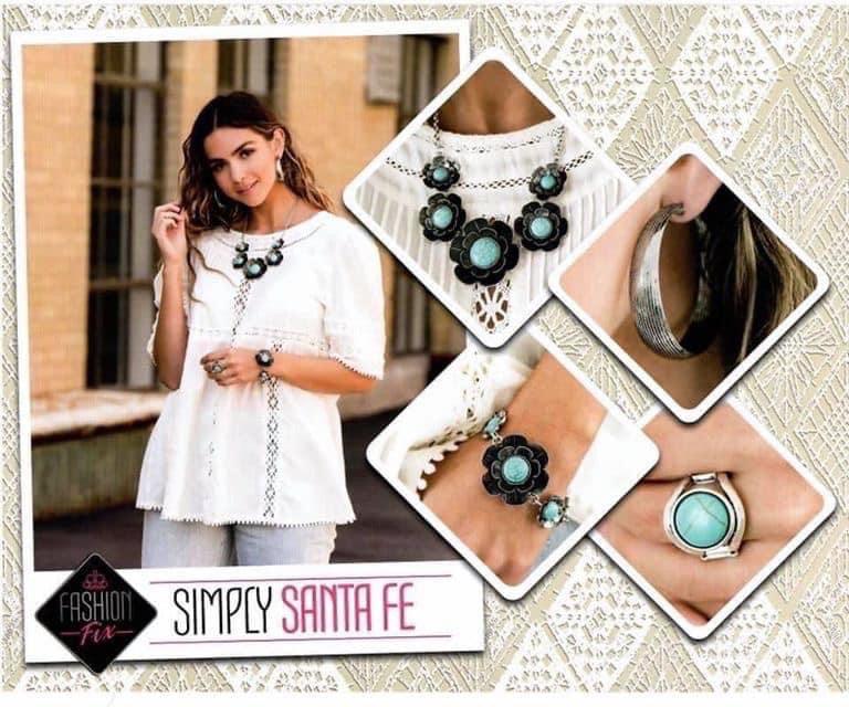 Paparazzi Accessories Simply Santa Fe: FF July 2020 Earthy, desert-inspired designs are what the Simply Santa Fe collection is all about. Natural stones, indigenous patterns, and vibrant colors of the Southwest are sprinkled throughout this trendy collect