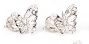 Paparazzi Accessories Starlet Shimmer Earrings #21: - White Airy silver butterfly frames featuring glittery rhinestones vary in shades of green, yellow purple, pink, white, blue, red, purple, and multicolored. Earrings attach to standard post fittings. Je