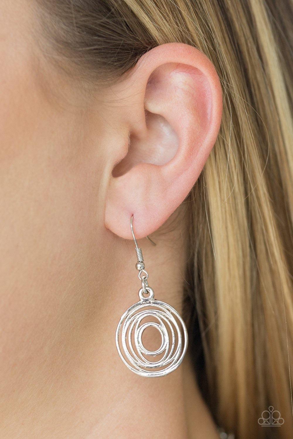Paparazzi Accessories SOL-Mate - Silver Brushed in a high-sheen finish, swirling silver frames link below the collar for a seasonal look. Features an adjustable clasp closure. Jewelry