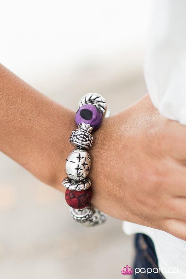 Paparazzi Accessories Go Big Or Go Home - Multi Chunky silver beads adorned in chic floral and abstract patterns are brushed with an antiqued finish for an eye-catching shimmer. Threaded along a stretchy elastic band, the bold silver beads combine with fo