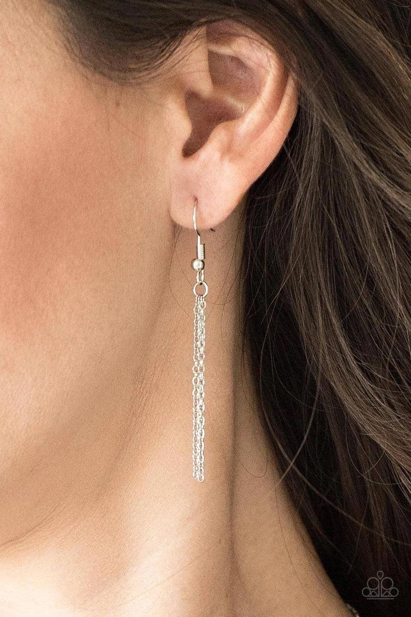 Paparazzi Accessories Deco Decadence - Black Featuring elegant marquise style cuts, glittery black rhinestones join with silver accents below the collar, creating a dainty pendant. Features an adjustable clasp closure. Sold as one individual necklace. Inc