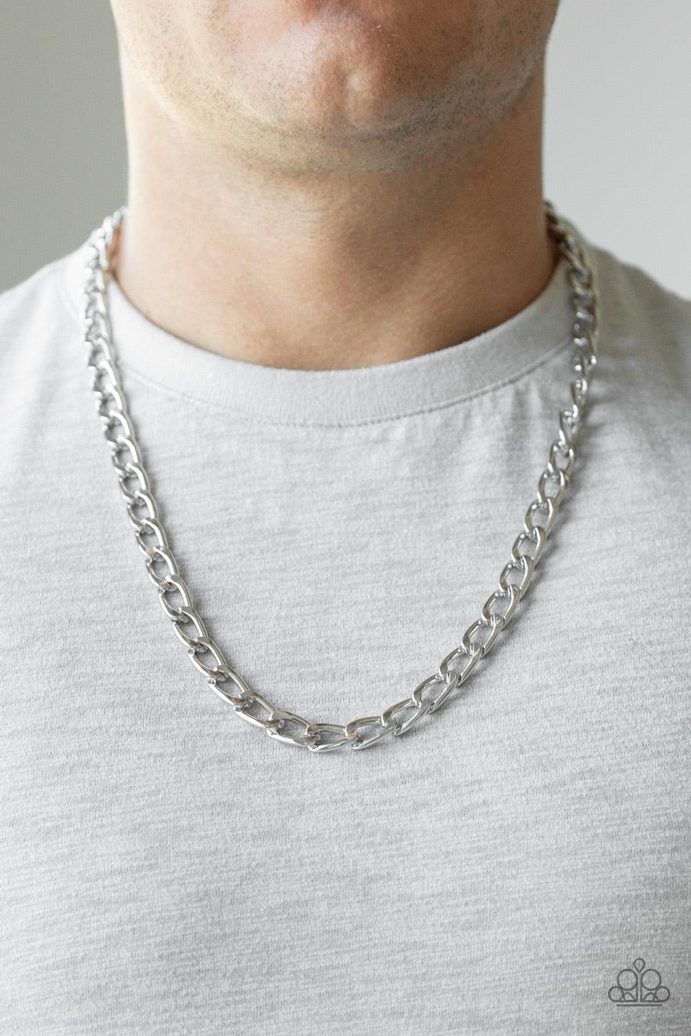 Paparazzi Accessories Big Win - Silver A thick silver beveled cable chain drapes across the chest for a classic look. Features an adjustable clasp closure. Jewelry
