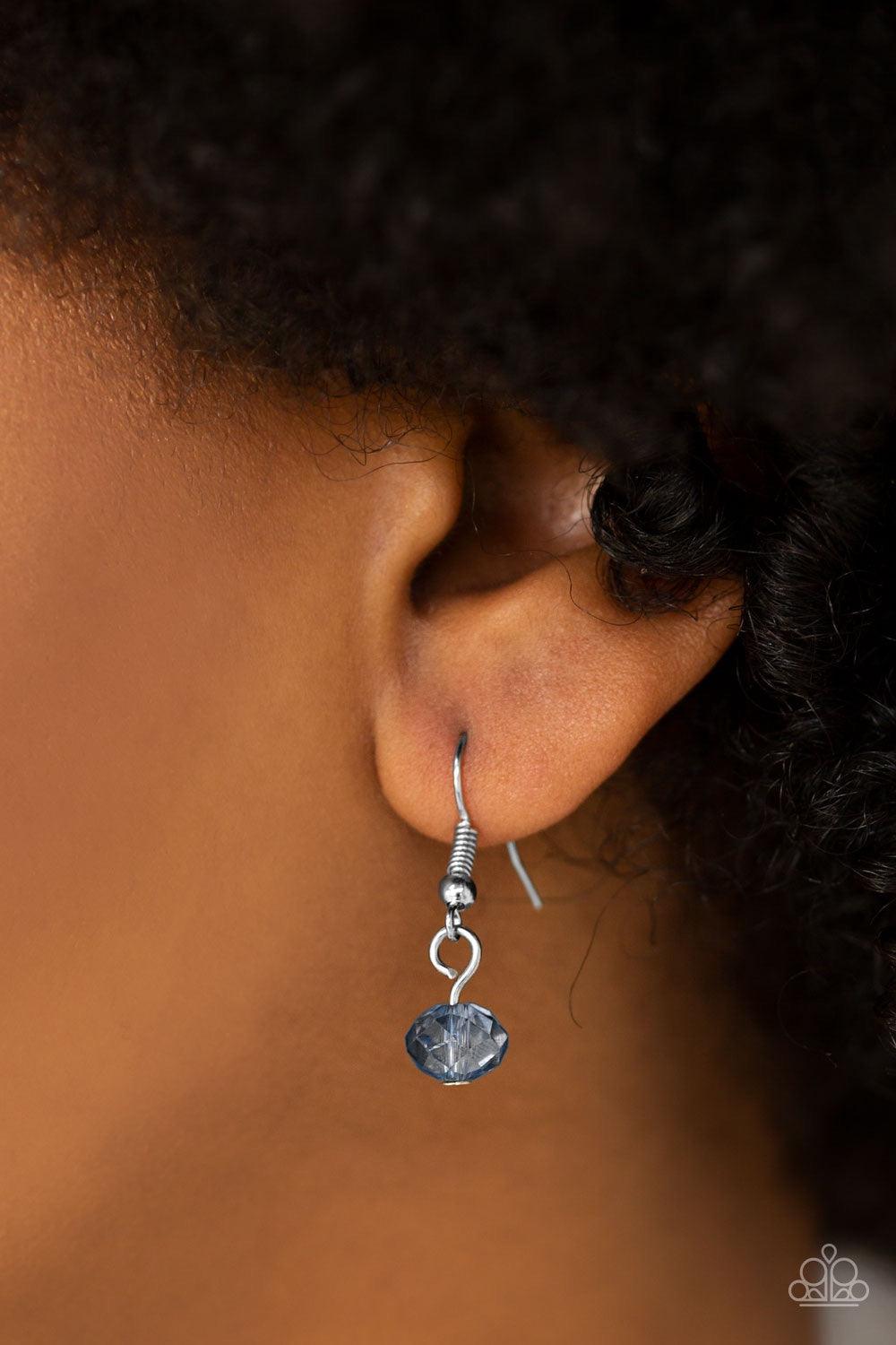 Paparazzi Accessories Crystal Carriages - Blue Iridescent blue crystal-like beads and dainty silver beads are threaded along a flat silver chain below the collar. The sparkling crystal-like beads gradually increase in size near the center for a refined fi