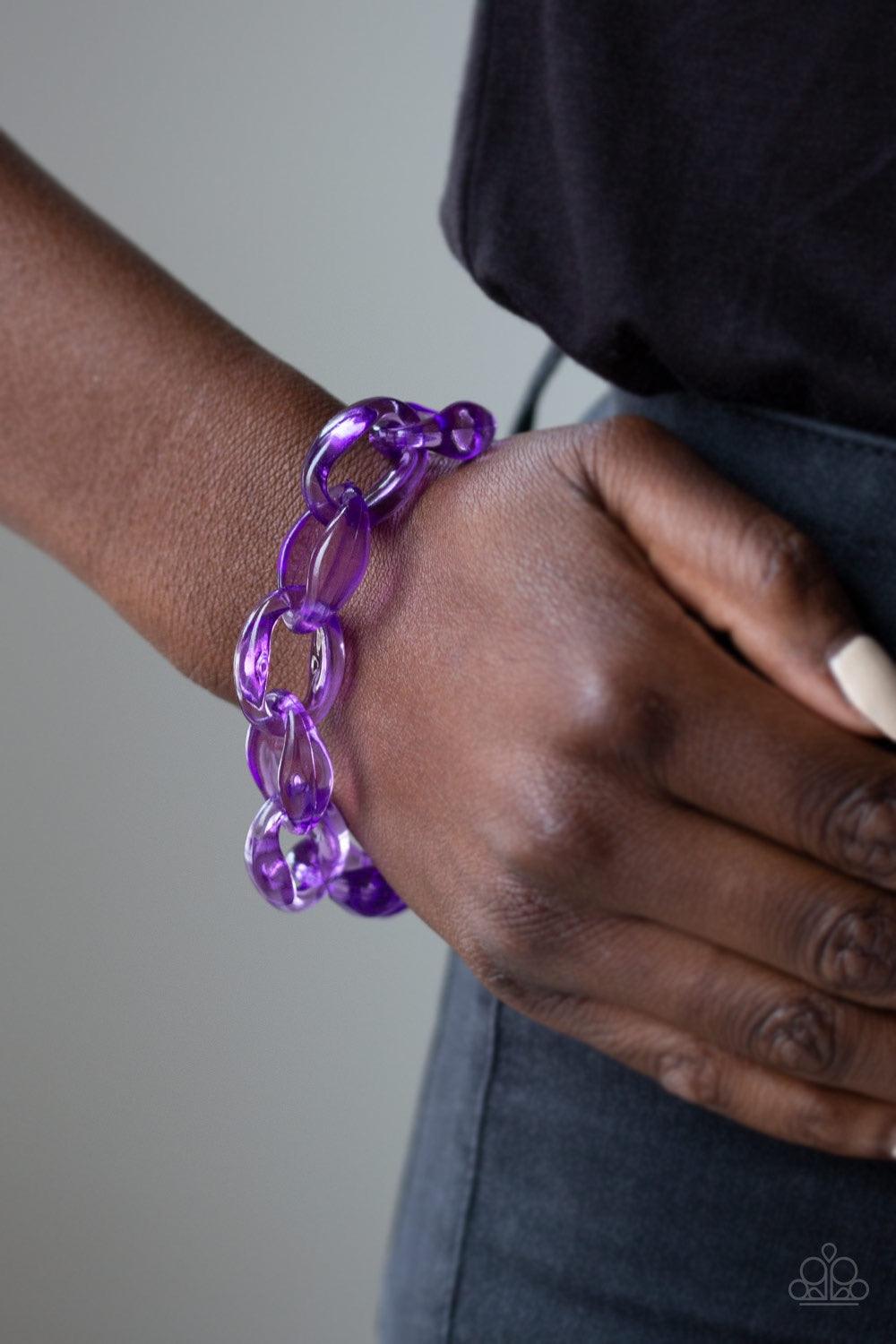 Paparazzi Accessories Ice Ice Baby - Purple Glassy purple links connect around the wrist, creating a colorfully, modern chain. Features an adjustable clasp closure. Jewelry