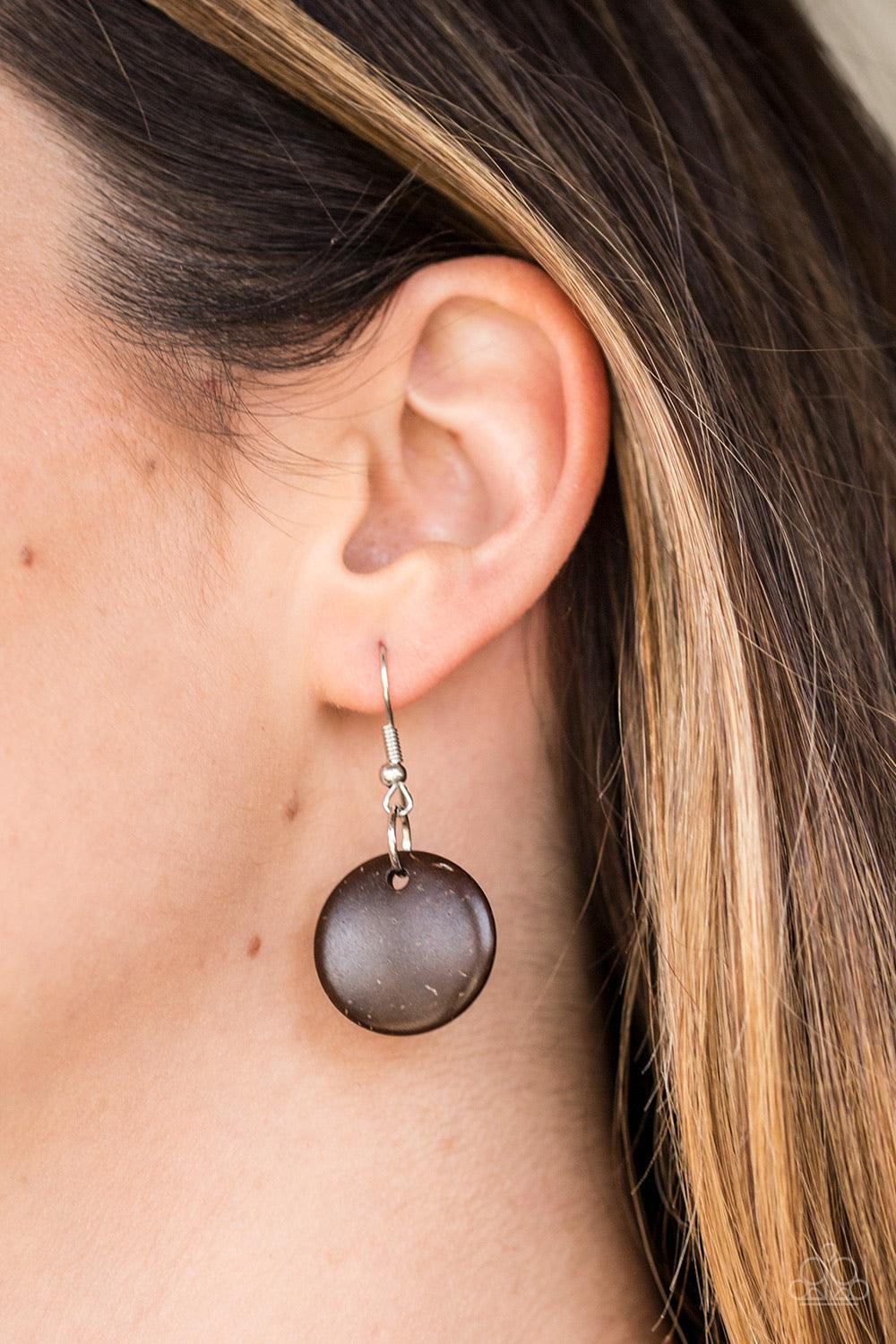 Paparazzi Accessories Living The Tropical Life ~Brown Tinted in brown hues, bits of wooden beads and discs join earthy wooden beads along an elongated strand of thread. Try double-wrapping or even triple-wrapping around the neck for a colorfully layered l