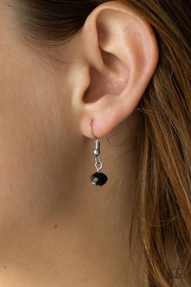 Paparazzi Accessories Extravagant Elegance - Multi Mismatched silver chains layer down the chest. Dipped in a metallic sheen, a strand of faceted black beads join below the collar for a glamorous look. Features an adjustable clasp closure. Sold as one ind