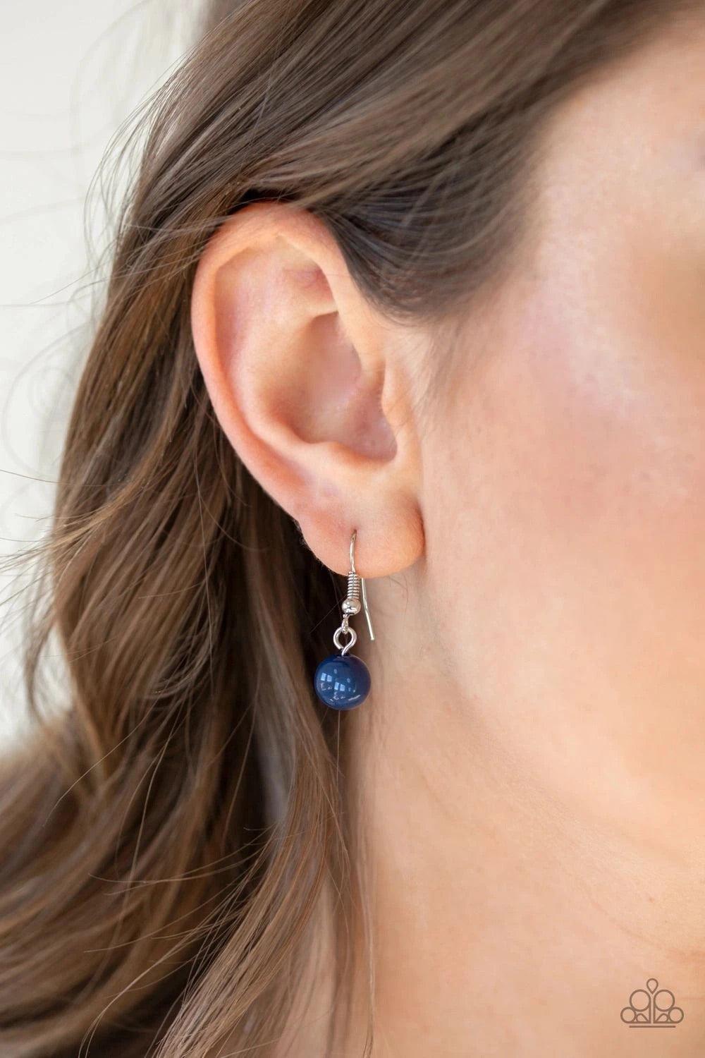 Paparazzi Accessories It’s A Celebration - Blue A collection of polished blue and silver beads create a colorful cluster at the bottom of a shimmery silver chain. Features an adjustable clasp closure. Sold as one individual necklace. Includes one pair of