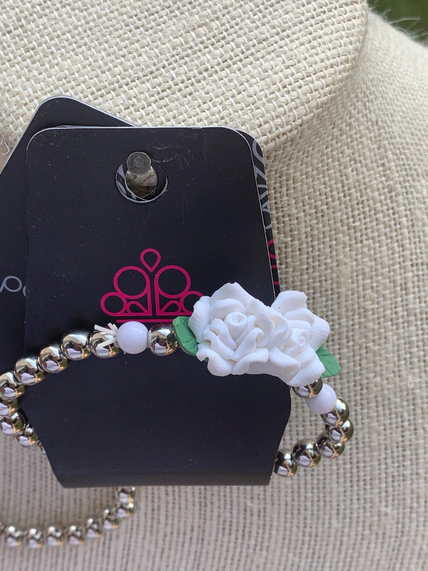 Paparazzi Accessories Starlet Shimmer Bracelet: #6 ~White White Bracelet ONLY *Color Not Shown