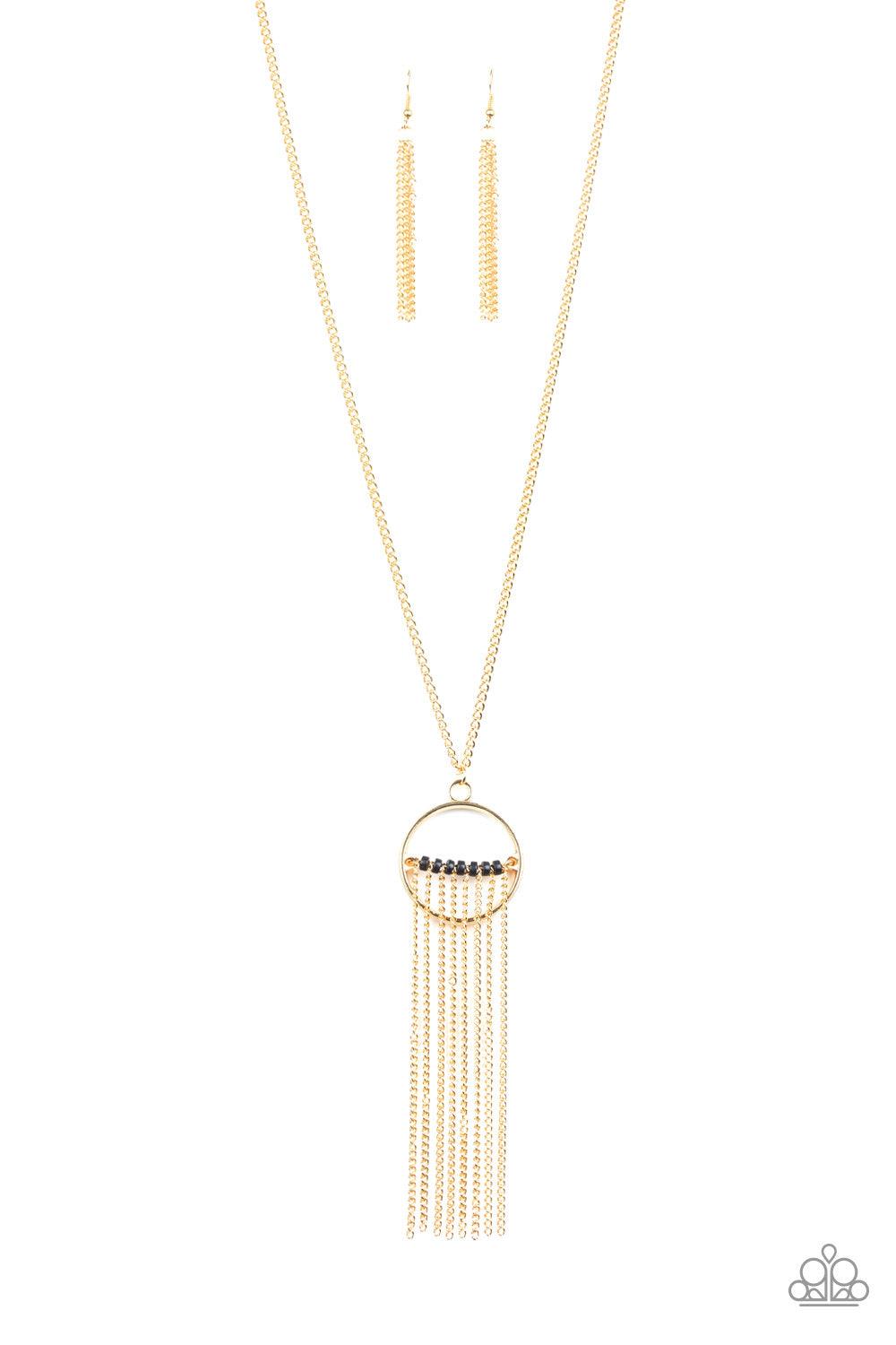 Paparazzi Accessories Terra Tassel - Gold Dainty pink pearls and sparkling white crystal-like bead gives way to two shimmery silver chain tassels. Infused with ornate silver beads, strands of matching beads trickle down the tassels for a refined flair. Fe