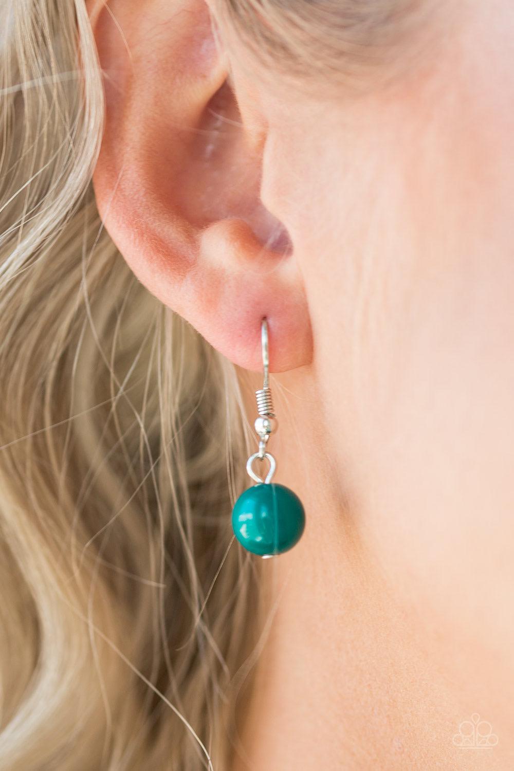 Paparazzi Accessories Really Rococo - Green Polished Arcadia beads and shimmery silver hoops drip from the bottom of a glistening silver chain, creating a playful fringe below the collar. Features an adjustable clasp closure. Jewelry