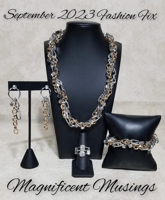 Paparazzi Accessories Magnificent Musings - Complete Trend Blend - September 2023 The Magnificent Musings Collection features bold statement pieces and edgy designs. Reveling in sassy, unapologetic fashion, Magnificent Musings mavens confidently express t