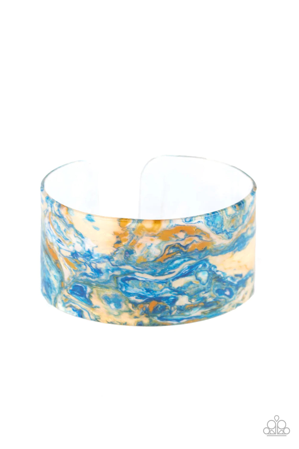 Paparazzi Accessories Marbles Mystique - Multi 3 Featuring a faux marble finish, a thick acrylic cuff curls across the wrist for a colorfully retro look. Sold as one individual bracelet. Jewelry
