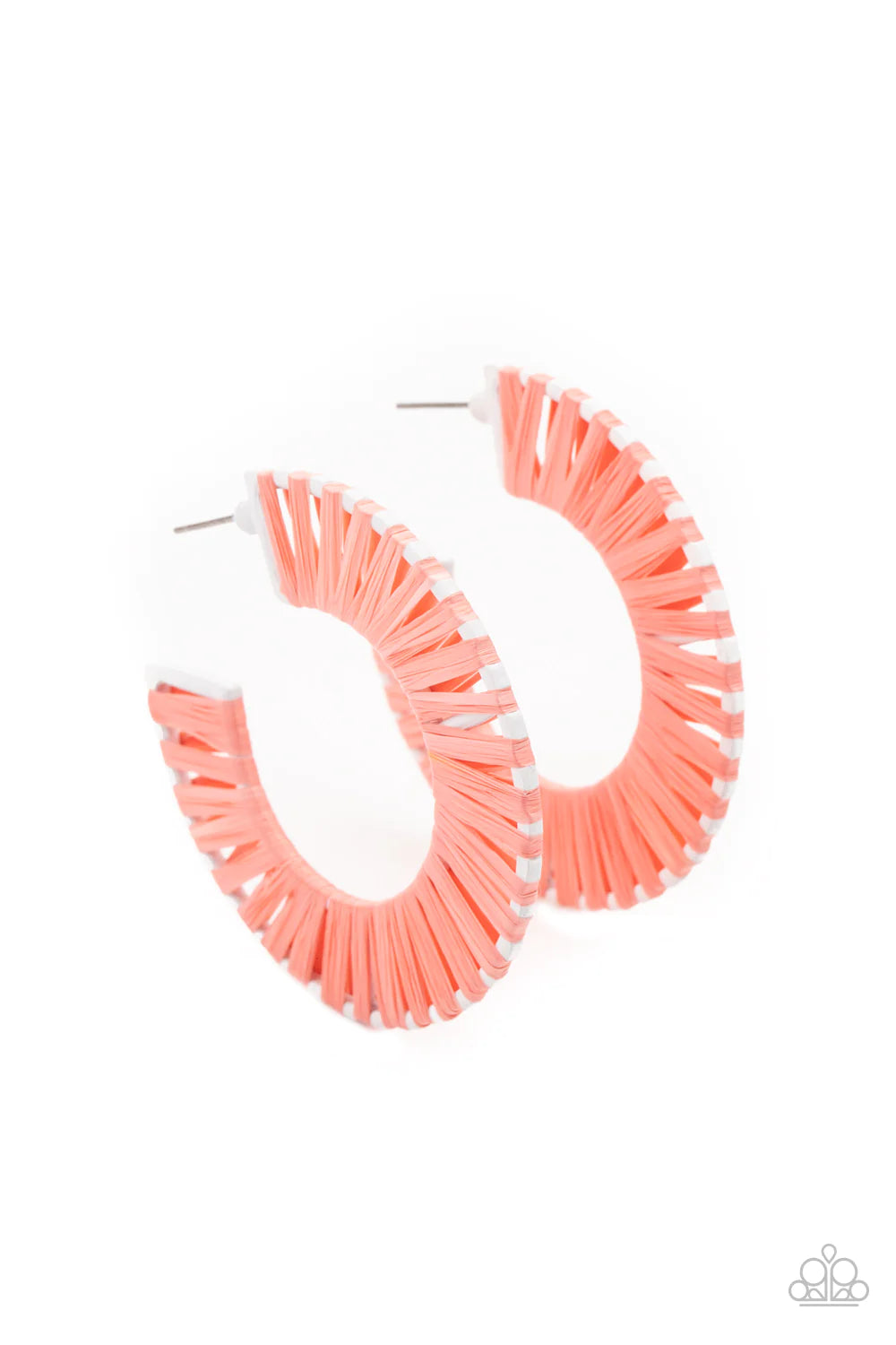 Paparazzi Accessories Everybody Conga!- Orange Fun, flirty earrings to enjoy wherever you go. So light and gorgeous, they’re perfect for all your latest trends from boho chic to romantic lace silhouettes.Earring attaches to a standard post fitting. Hoop m