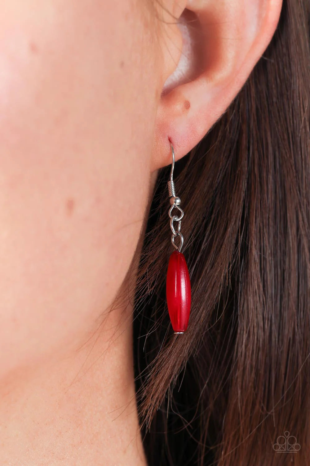 Paparazzi Accessories Bohemian Breeze - Red Flanked by dainty silver beads, cylindrical silver and glassy and opaque red beads alternate along a silver beaded chain, fanning out into a colorful fringe below the collar. Features an adjustable clasp closure