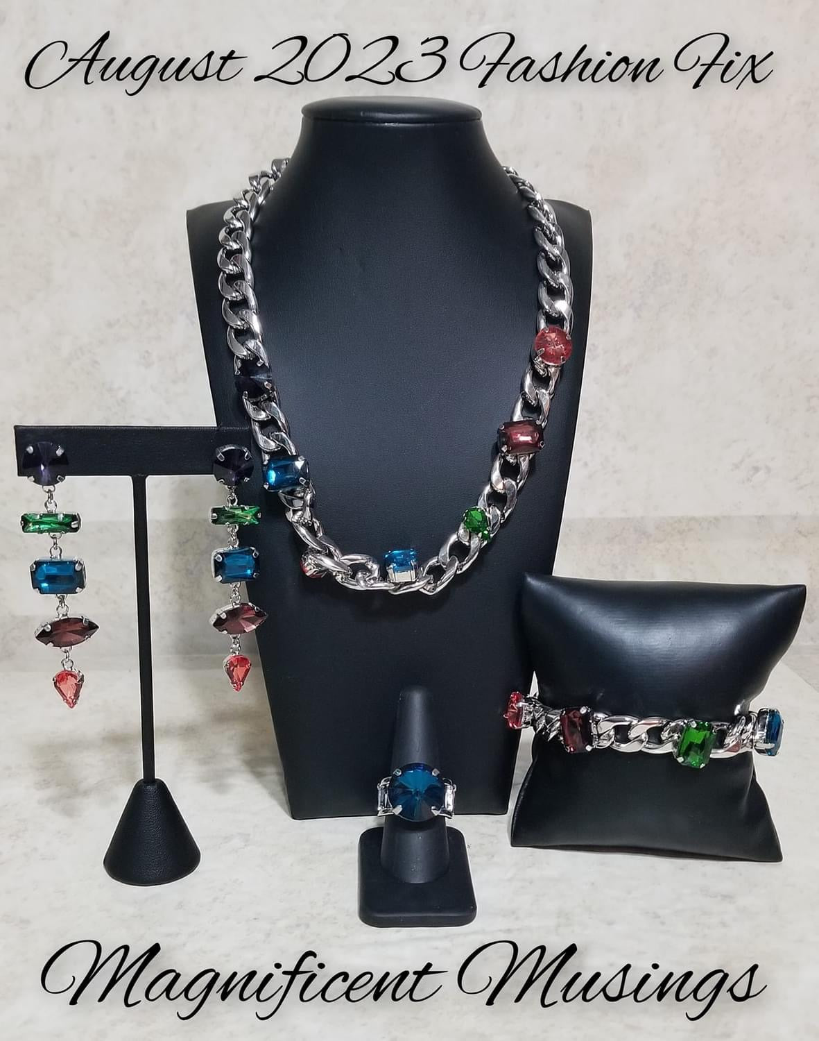 Paparazzi Accessories Magnificent Musings - Complete Trend Blend - August 2023 The Magnificent Musings Collection features bold statement pieces and edgy designs. Reveling in sassy, unapologetic fashion, Magnificent Musings mavens confidently express them