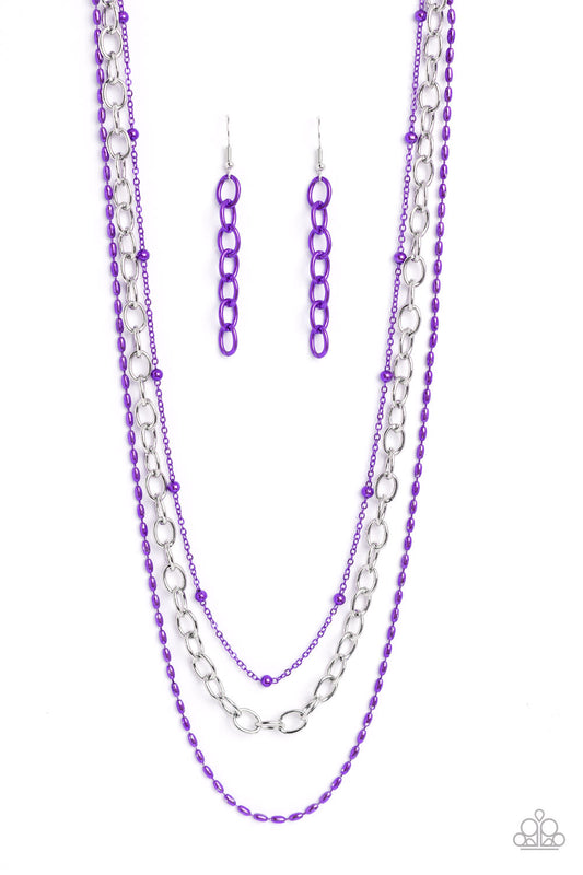 Paparazzi Accessories Mardi Gras Mayhem - Purple Paparazzi Accessories: Summer 2023 Summer Party Pack Exclusive Jewelry