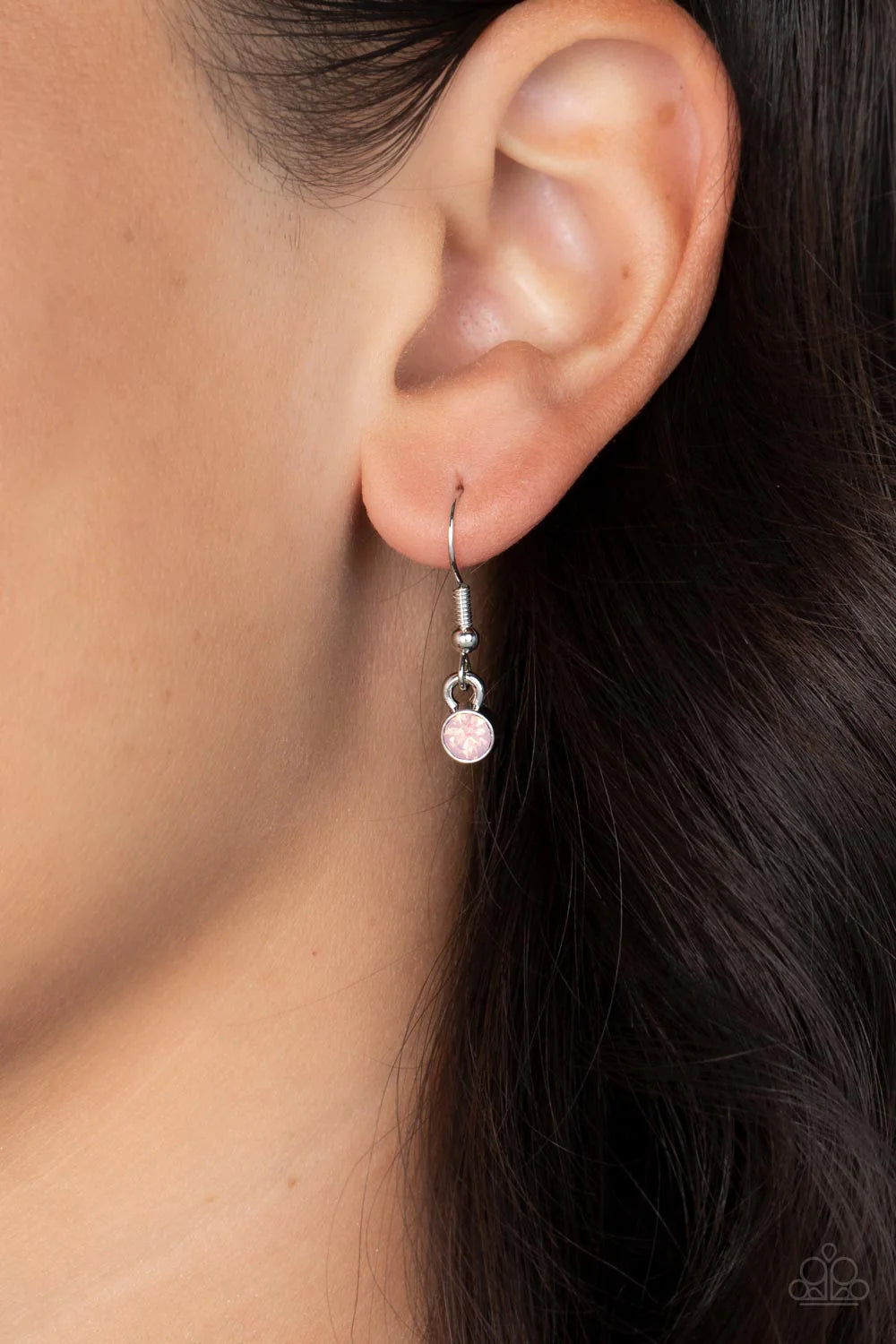 Paparazzi Accessories Petunia Palace - Pink Heart-shaped silver petals bloom from opaque Gossamer Pink rhinestone centers, creating colorful flowers. The dainty floral frames delicately dance below the collar, connecting into a whimsical centerpiece. Feat