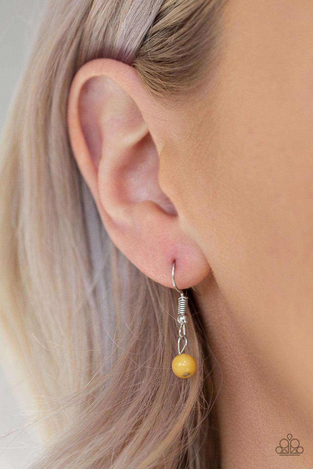 Paparazzi Accessories Seasonal Sensation - Multi Dainty brown, Aspen Gold, Terrarium Moss, and wooden beads trickle along three shimmery silver chains, creating colorful layers across the chest. Features an adjustable clasp closure. Sold as one individual