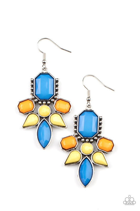 Paparazzi Accessories Vacay Vixen - Multi Featuring regal emerald, classic round, and tranquil teardrop shapes, a faceted collection of French Blue, Marigold, and Illuminating beads coalesce into a vibrant frame. Earring attaches to a standard fishhook fi