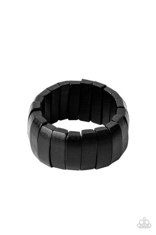 Paparazzi Accessories Raise The BARBADOS - Black A bold collection of black wooden beads are threaded along stretchy bands around the wrist for a colorful display. Sold as one individual bracelet. Jewelry