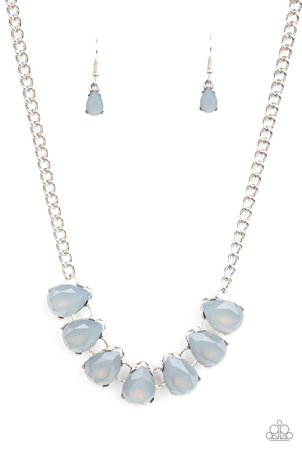 Paparazzi Accessories Above The Clouds - Silver A row of heavenly cloudy teardrop gems, set in pronged settings, line up across the collar in angelic ambiance. Features an adjustable clasp closure. Sold as one individual necklace. Includes one pair of mat