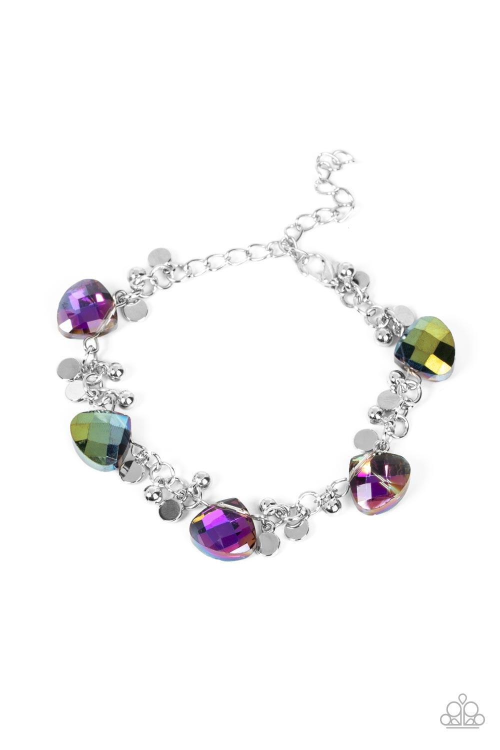 Paparazzi Accessories Super Nova Nouveau - Multi Dainty clusters of silver beads and silver discs connect with metallic multi gems around the wrist, resulting in a stellar fringe. Features an adjustable clasp closure. Sold as one individual bracelet. Brac