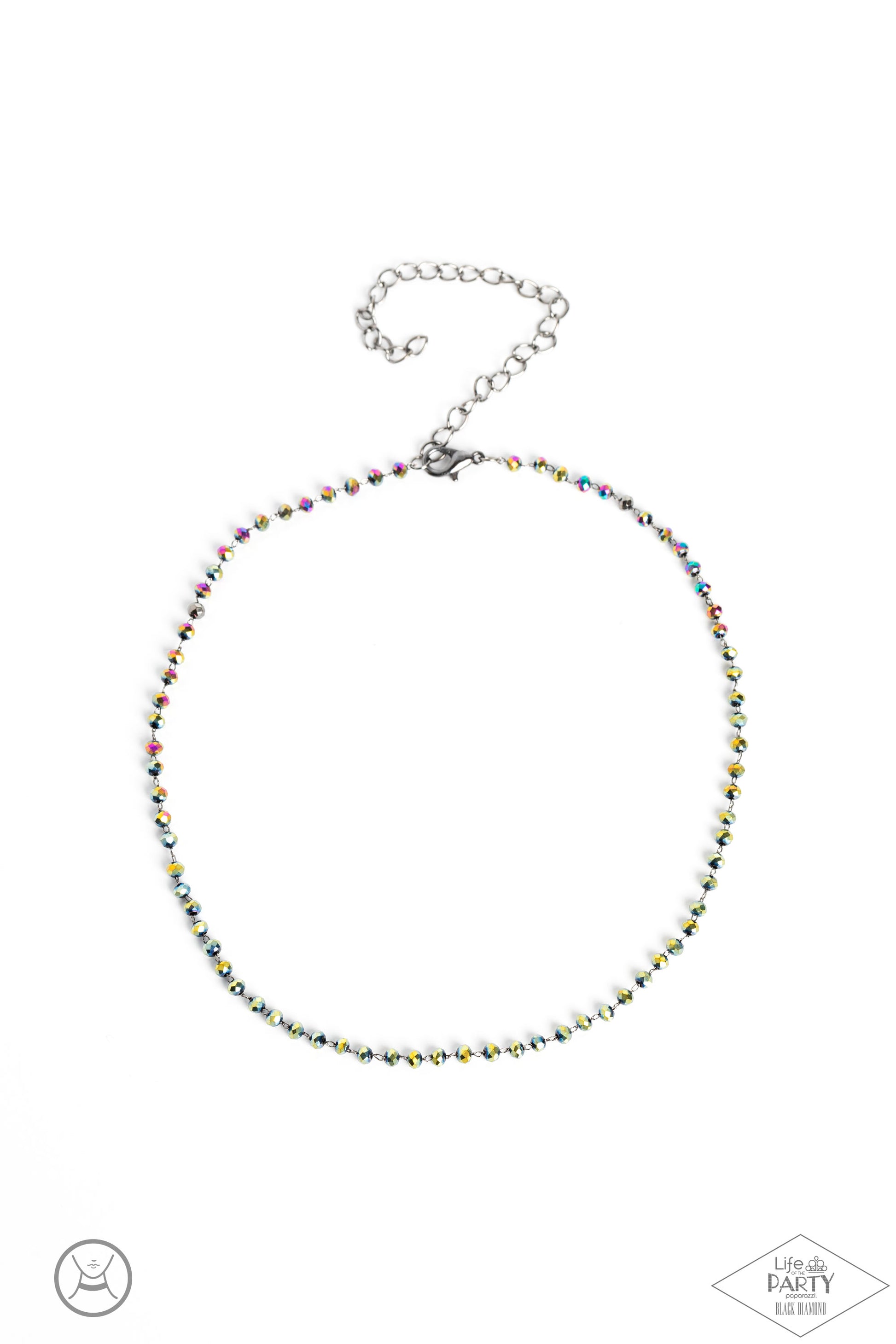 Paparazzi Accessories Mini MVP - Multi A dainty row of faceted oil spill crystal-like beads delicately links around the neck, resulting in a radiant glimmer. Features an adjustable clasp closure. Due to its prismatic palette, color may vary. Sold as one i