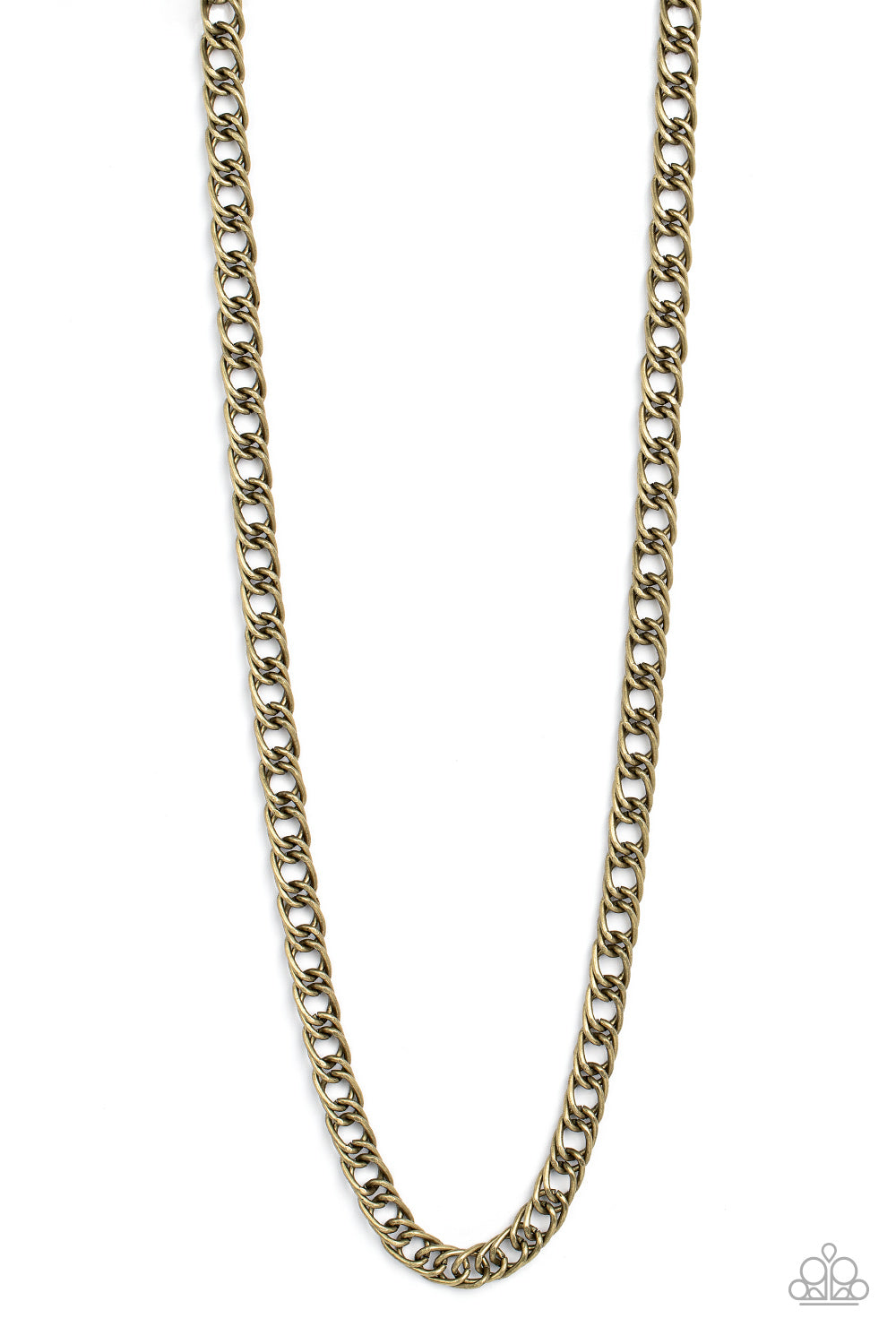 Paparazzi Accessories Pro League - Brass Brushed in a rustic finish, pairs of oversized brass oval links lock in place across the chest for a gritty industrial fashion. Features an adjustable clasp closure. Sold as one individual necklace. Jewelry