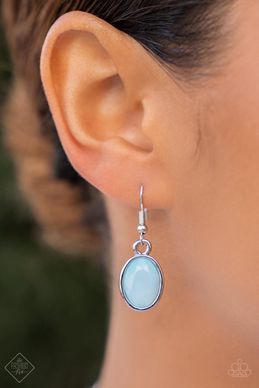 Paparazzi Accessories Dreaming in MULTICOLOR - Blue Featuring the sweet pastel of Spun Sugar, sparkling blue gems combine with milky blue beads and alternate across the collar with oversized discs painted in blue enamel. The whimsically modern collection