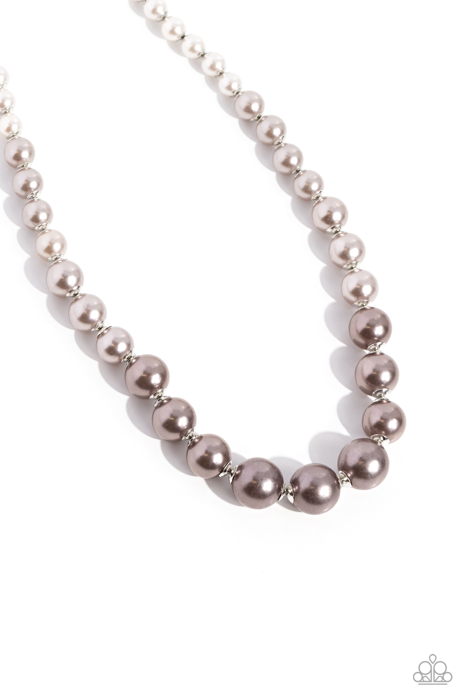 Paparazzi Accessories Manhattan Mogul - Multi A single strand of white, silver, and dark gray pearls elegantly cascades below the collar, creating a glamorous ombre effect. Features an adjustable clasp closure. Sold as one individual necklace. Includes on