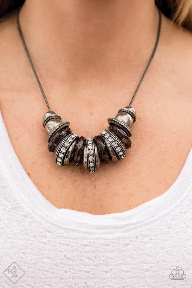 Paparazzi Accessories Magnificent Musings: FF February 2020 Inspired by the magnificent Mile in Chicago, the Magnificent Musings trend blend mixes classic trends with urban elements giving it an industrial vibe. The four piece set includes one of each acc